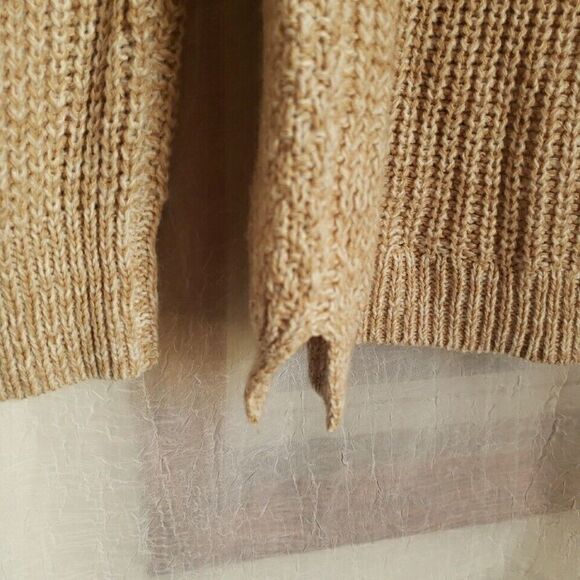 Faded Glory Sweater Size L Ivory Cable Knit Pullover Oatmeal Marl Cotton Blend - Picture 7 of 10